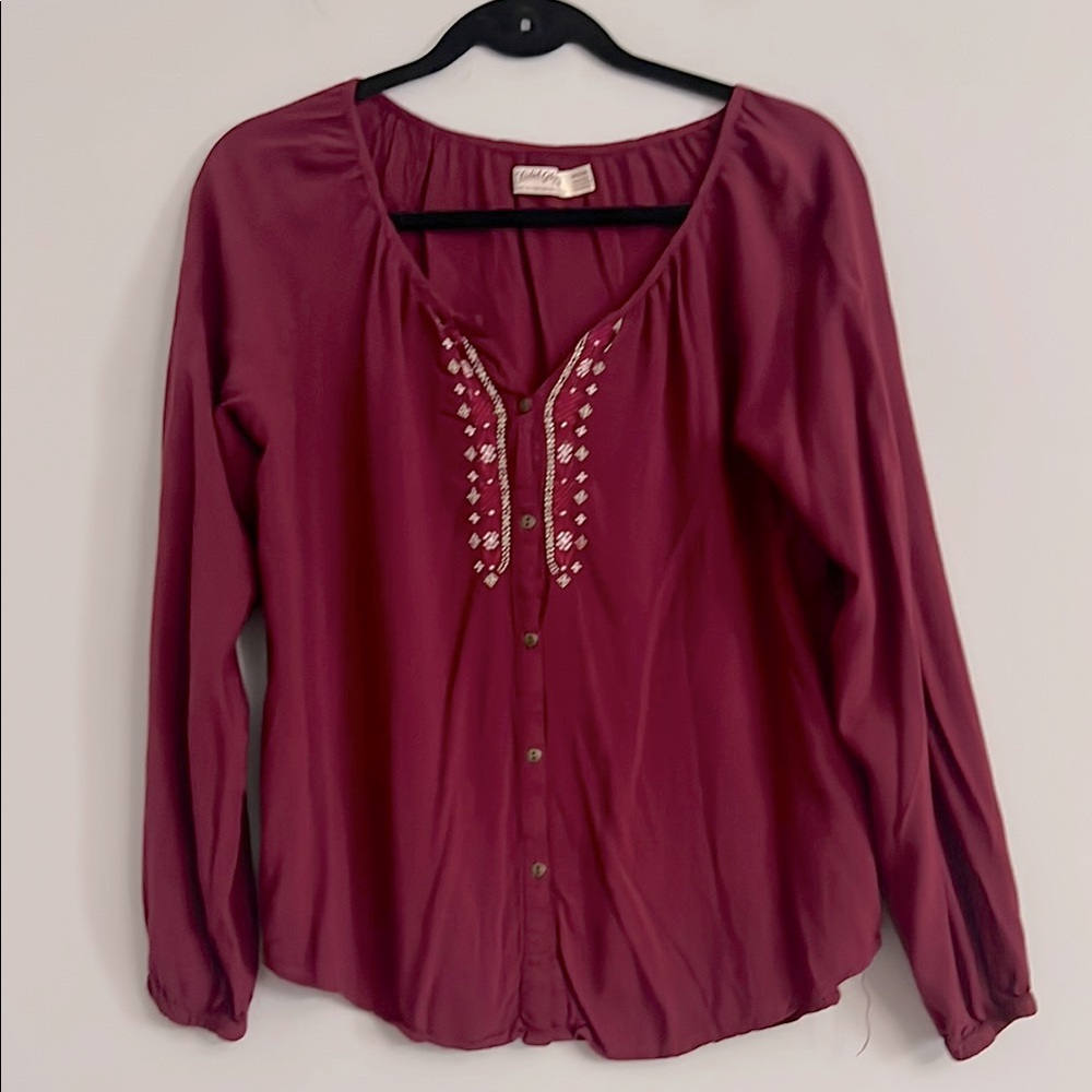 Faded Glory Embellished Buttoned Blouse